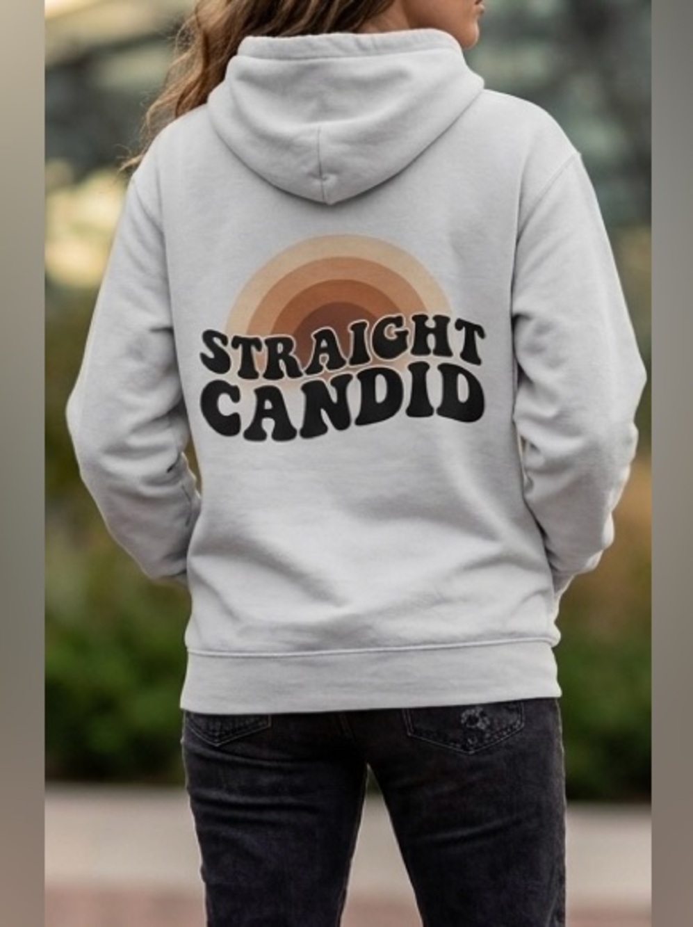 Independent Co. “Straight Candid” White/Cream Hoodie, Kangaroo Pocket, Unisex S
